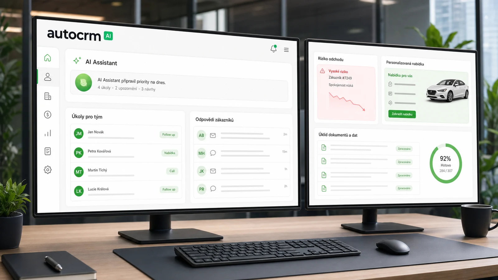 AutoCRM AI asistent pro řízení obchodního týmu a zákaznické komunikace