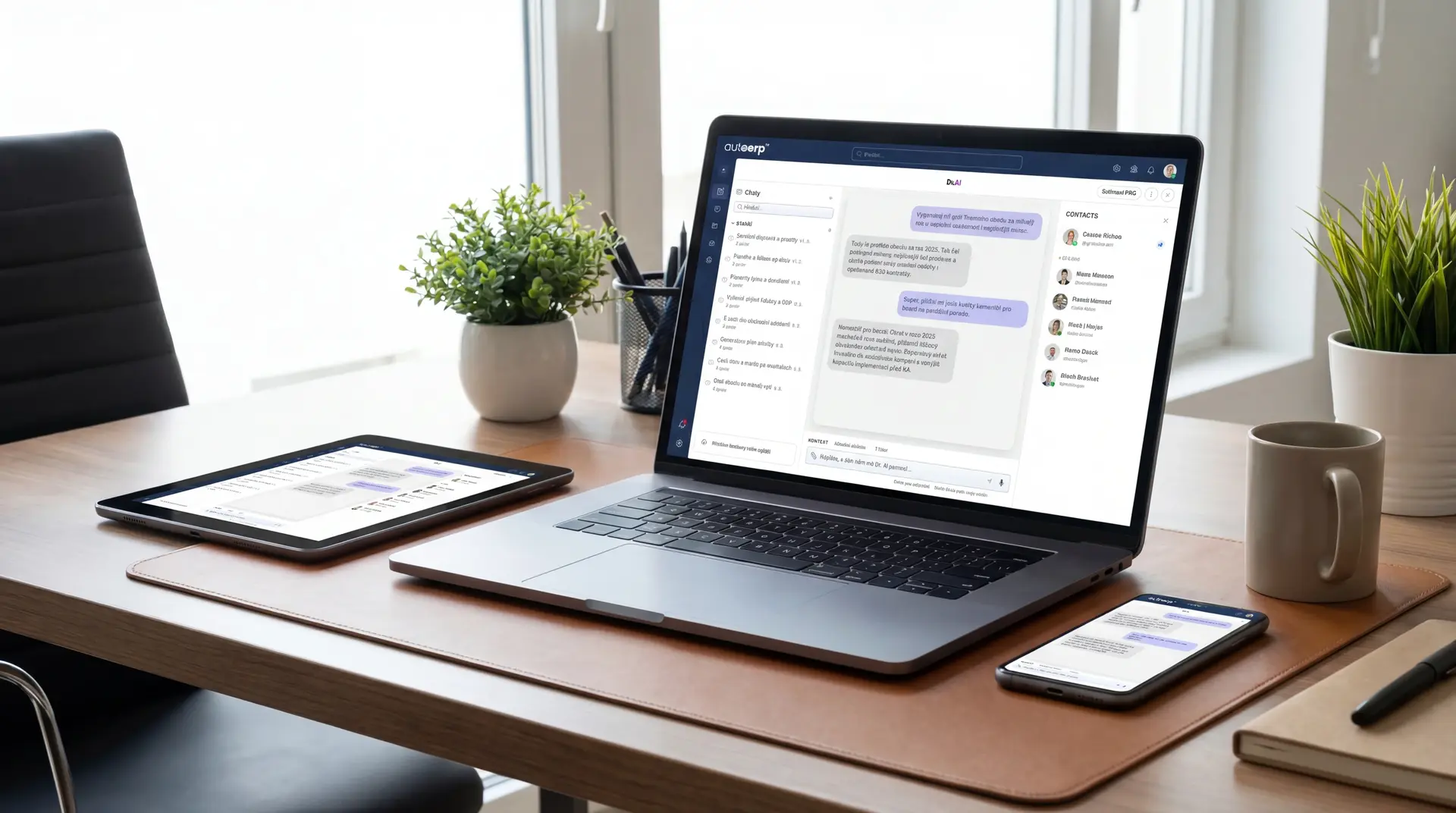 AutoCRM chat - multiplatformni pouziti na vice zarizenich