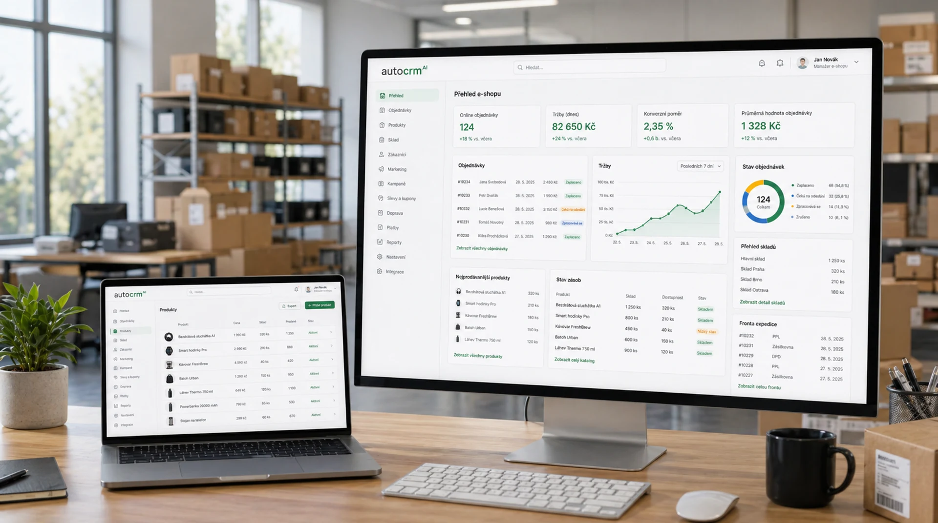 AutoCRM e-shop - správa objednávek a produktů