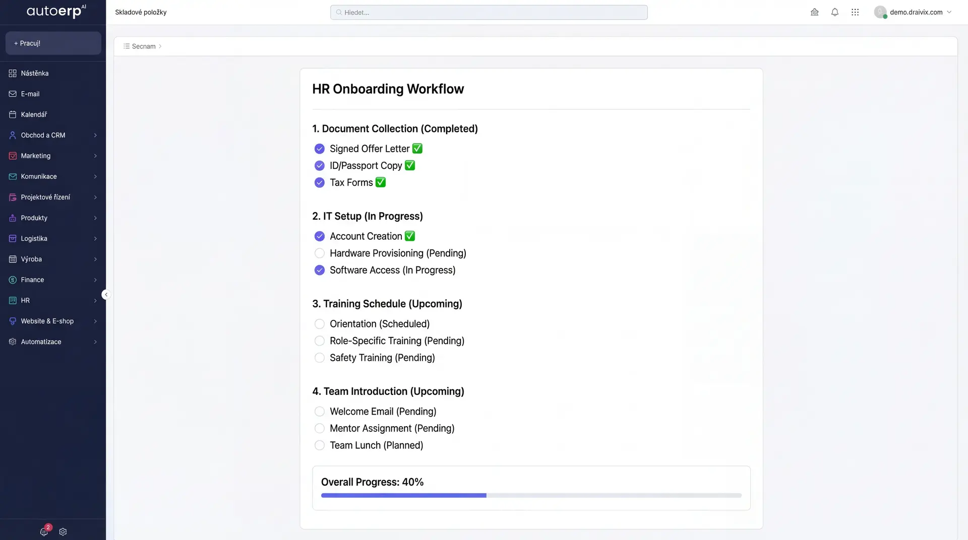 AutoCRM HR - onboarding workflow