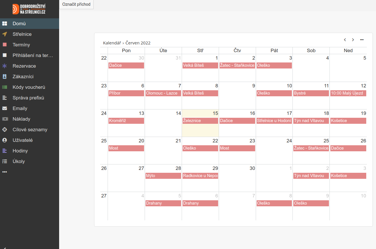 CRM plánovací kalendář