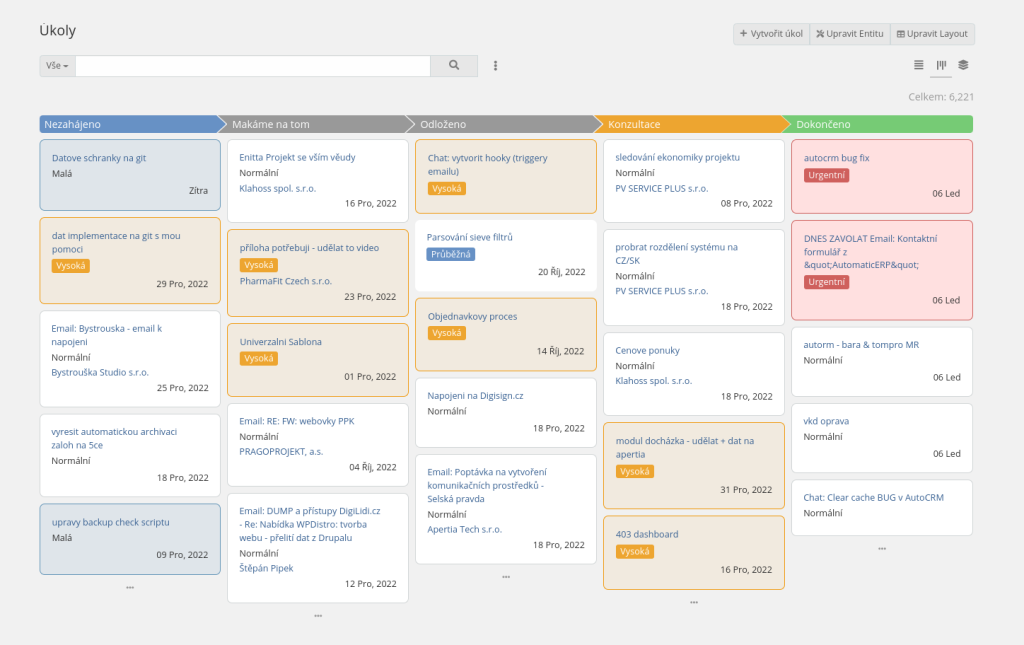 Kanban board AutoCRM